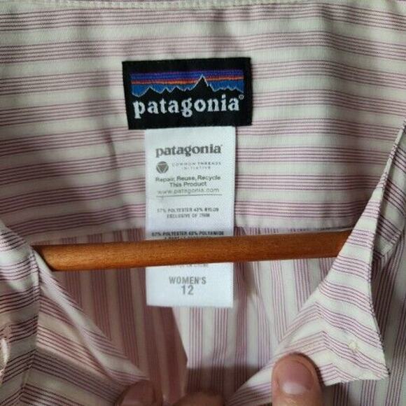 Women’s PATAGONIA Button-Up Long Sleeve Striped Shirt, Size 12 - Picture 2 of 3